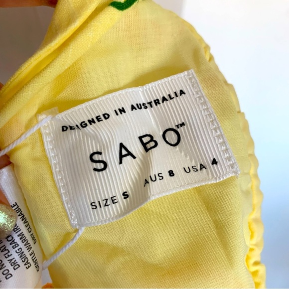 SABO Tillie Strappy Crop Top in Amalfi Citrus Print Yellow Oranges Lemon Print - Picture 11 of 13